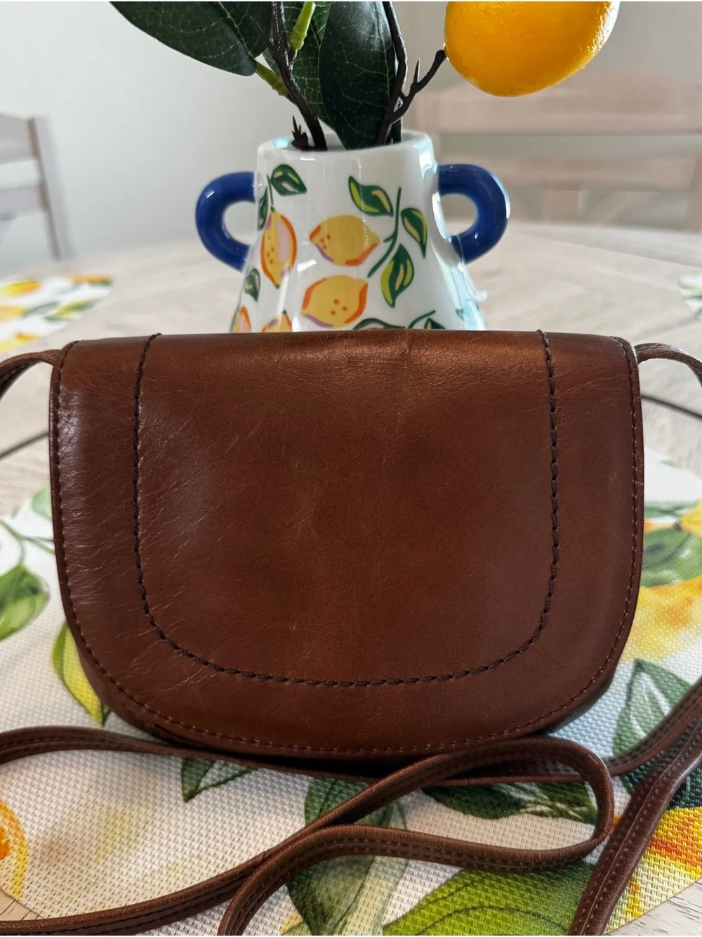 HOBO Keen Saddle Bag Brown Vintage Hide Leather Crossbody
